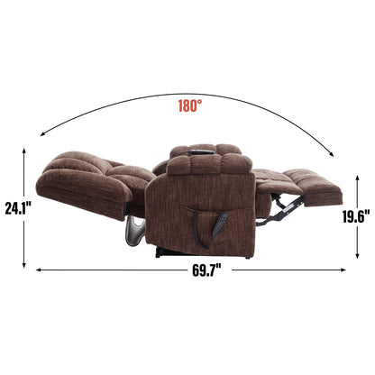Dual Motor Power Lift Chenille Recliner with Massage and Heat, Lazy Boy Living Room Recliner w/Power-Remote, Infinite Position