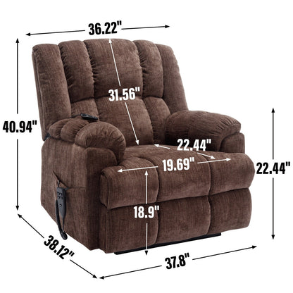 Dual Motor Power Lift Chenille Recliner with Massage and Heat, Lazy Boy Living Room Recliner w/Power-Remote, Infinite Position