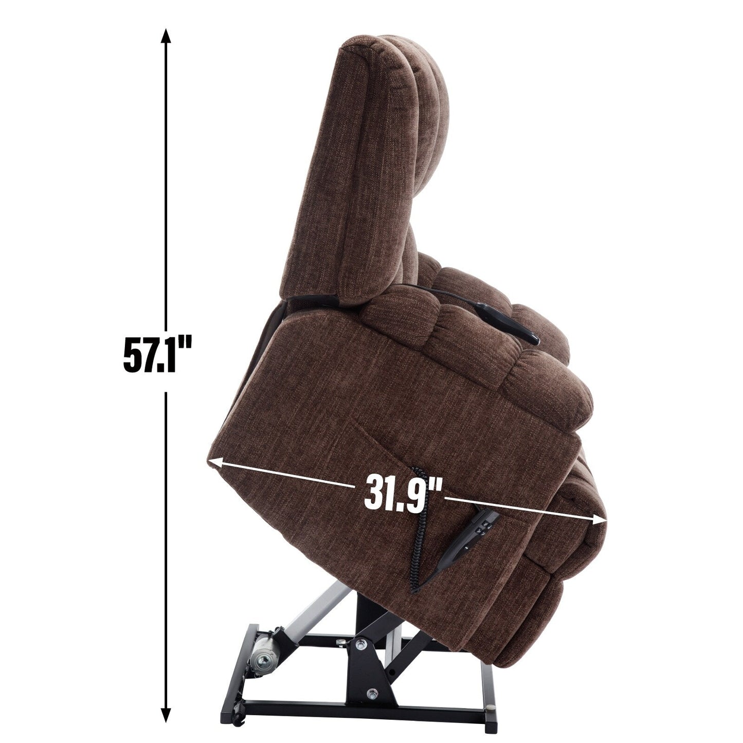 Dual Motor Power Lift Chenille Recliner with Massage and Heat, Lazy Boy Living Room Recliner w/Power-Remote, Infinite Position