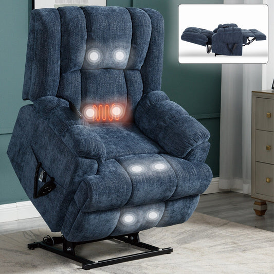 Dual Motor Power Lift Chenille Recliner with Massage and Heat, Lazy Boy Living Room Recliner w/Power-Remote, Infinite Position