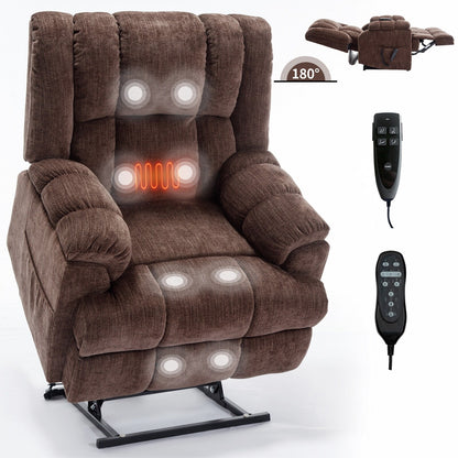 Dual Motor Power Lift Chenille Recliner with Massage and Heat, Lazy Boy Living Room Recliner w/Power-Remote, Infinite Position