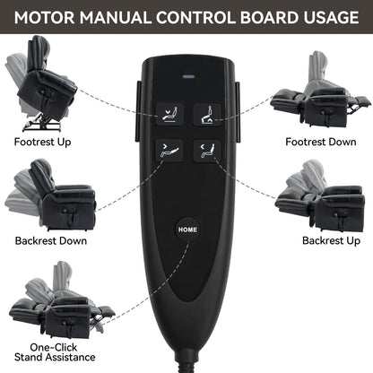 Dual Motor Power Lift Genuine Leather Recliner Chair with Heat Massage and USB Ports