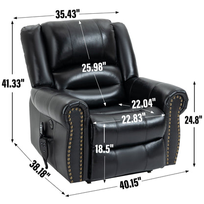 Dual Motor Power Lift Genuine Leather Recliner Chair with Heat Massage and USB Ports