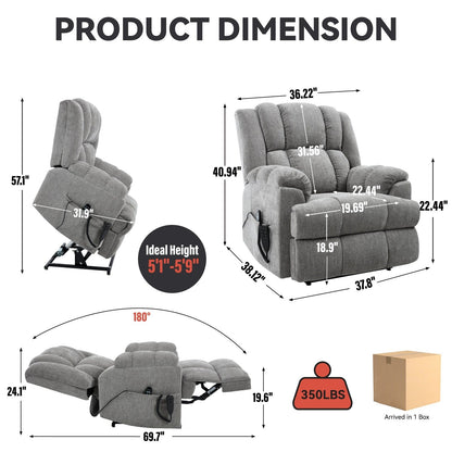 Dual Motor Power Lift Recliner Chair with Heat Massage,Infinite Position