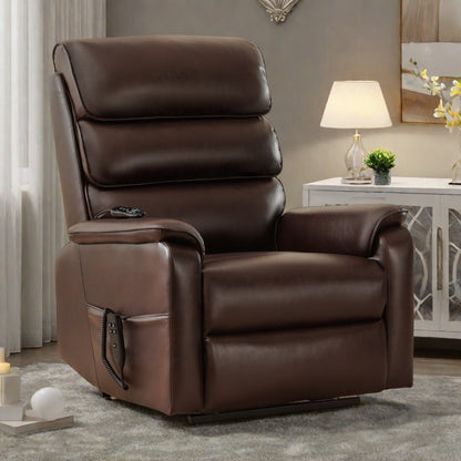 Dual Motor Power Lift Recliner Chair with Massage and Heat - Cat-Proof Leather, Electric Recline, Remote Control