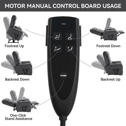 Dual Motor Power Lift Recliner Chair with Massage and Heat - Cat-Proof Leather, Electric Recline, Remote Control