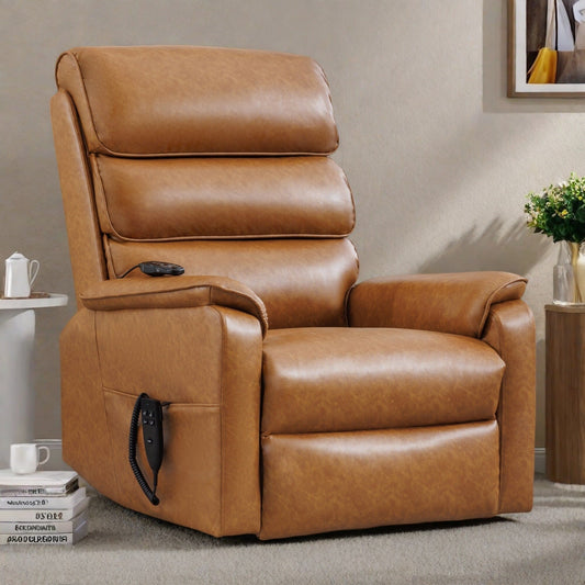 Dual Motor Power Lift Recliner Chair with Massage and Heat - Cat-Proof Leather, Electric Recline, Remote Control