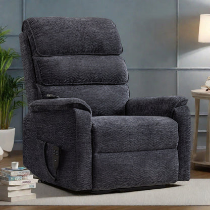 Dual Motor Power Lift Recliner Chair with Massage and Lumbar Heat - Chenille Fabric, Electric Recline