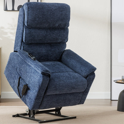 Dual Motor Power Lift Recliner Chair with Massage and Lumbar Heat - Chenille Fabric, Electric Recline