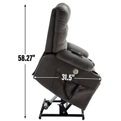 Dual Motor Power Lift Recliner Chair with Massage, Lumbar Heating, 8-Point Vibration, and Dual Cup Holders