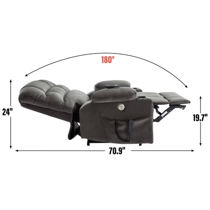 Dual Motor Power Lift Recliner Chair with Massage, Lumbar Heating, 8-Point Vibration, and Dual Cup Holders