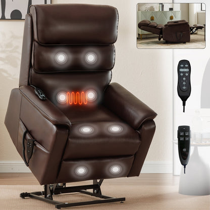 Dual Motor Power Lift Recliner Chair, with Heat & Massage, 350lbs Capacity, Infinite Position, Power-Remote, Side Pockets