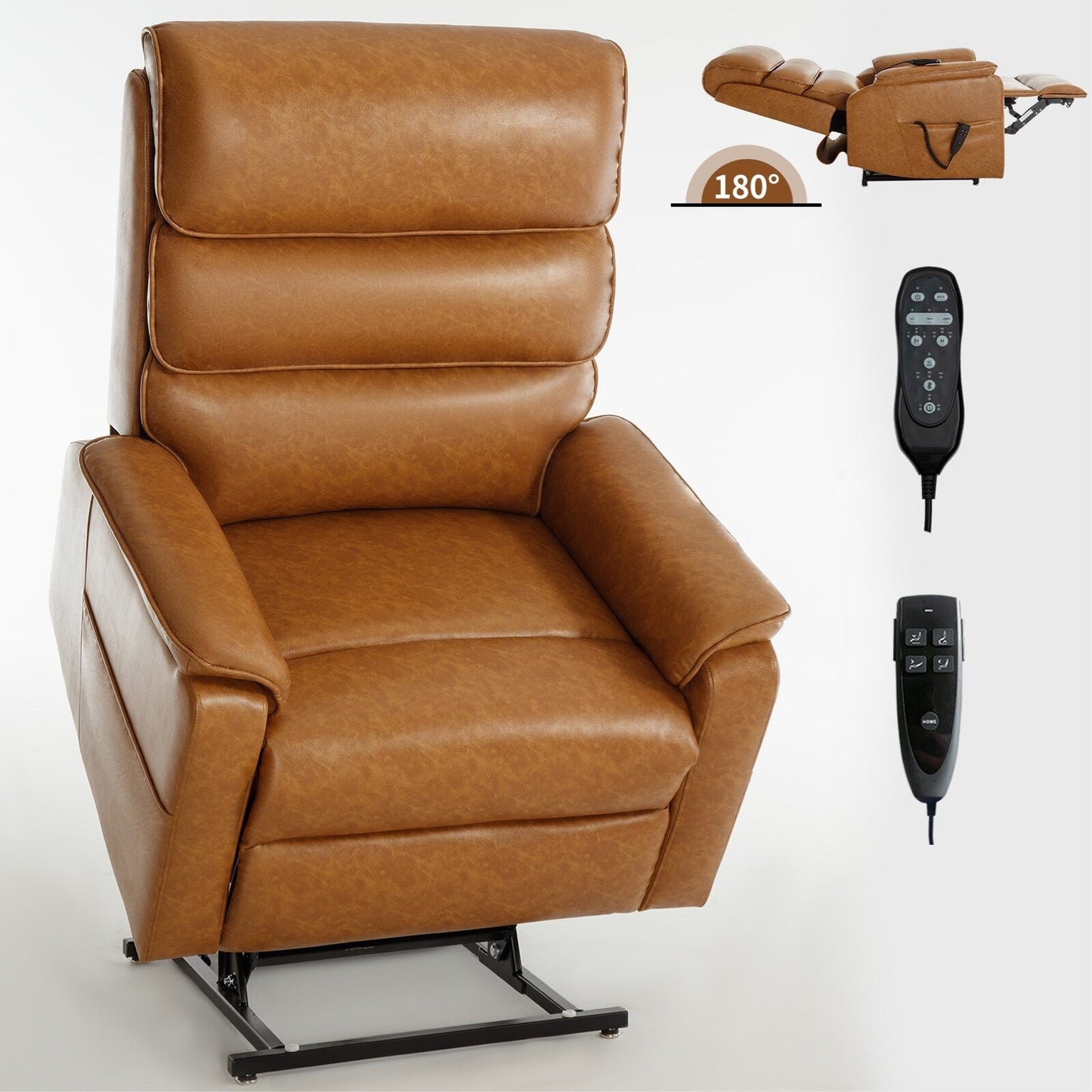 Dual Motor Power Lift Recliner Chair, with Heat & Massage, 350lbs Capacity, Infinite Position, Power-Remote, Side Pockets