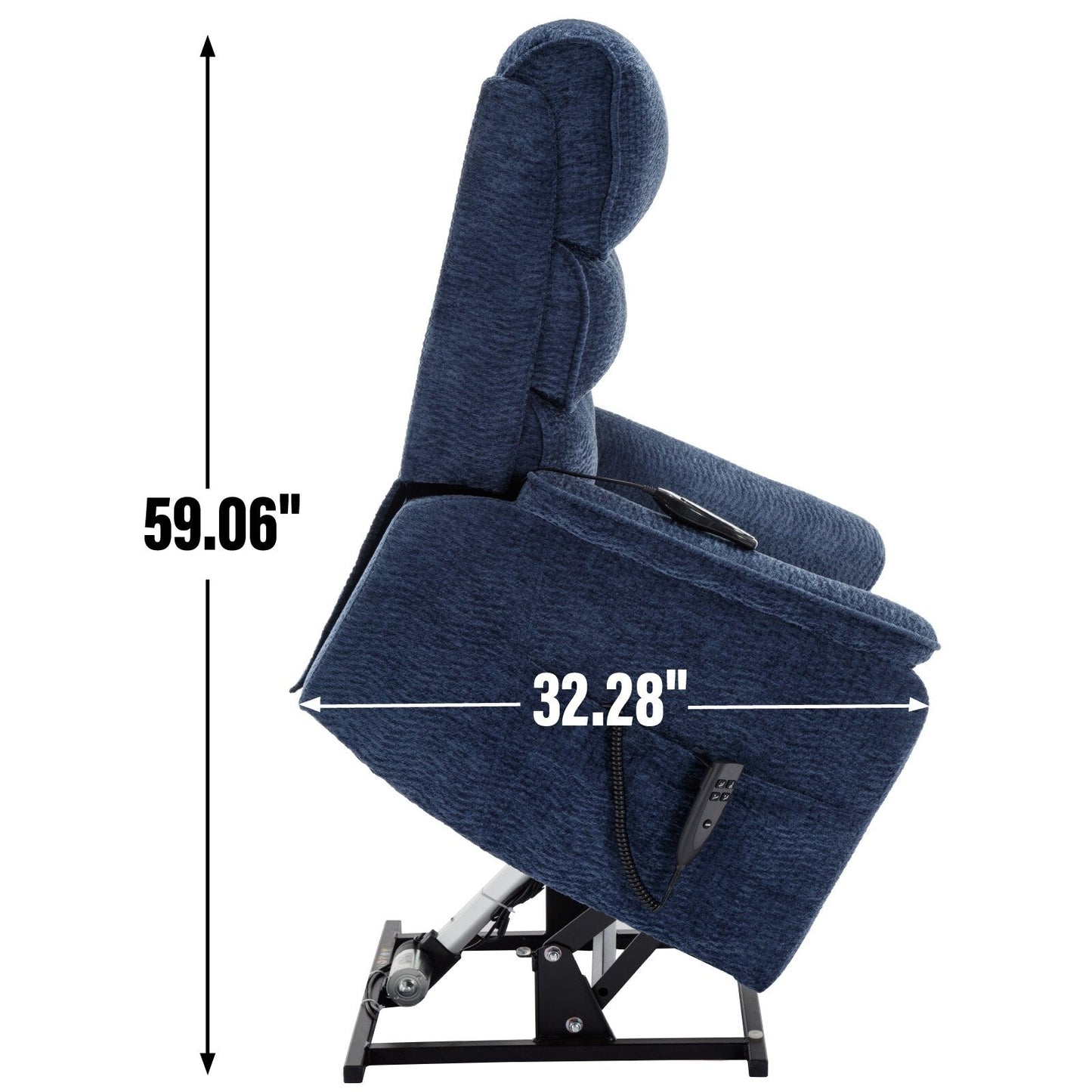 Dual Motor Power Lift Recliner Chair, with Heat & Massage, 350lbs Capacity, Infinite Position, Power-Remote, Side Pockets