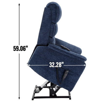 Dual Motor Power Lift Recliner Chair, with Heat & Massage, 350lbs Capacity, Infinite Position, Power-Remote, Side Pockets