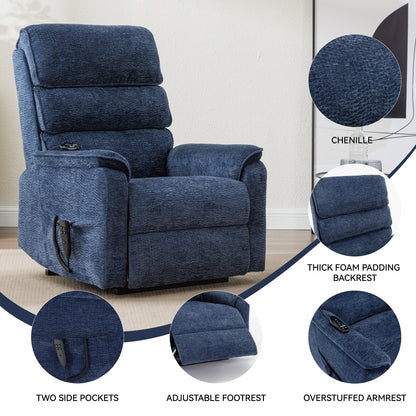 Dual Motor Power Lift Recliner Chair, with Heat & Massage, 350lbs Capacity, Infinite Position, Power-Remote, Side Pockets