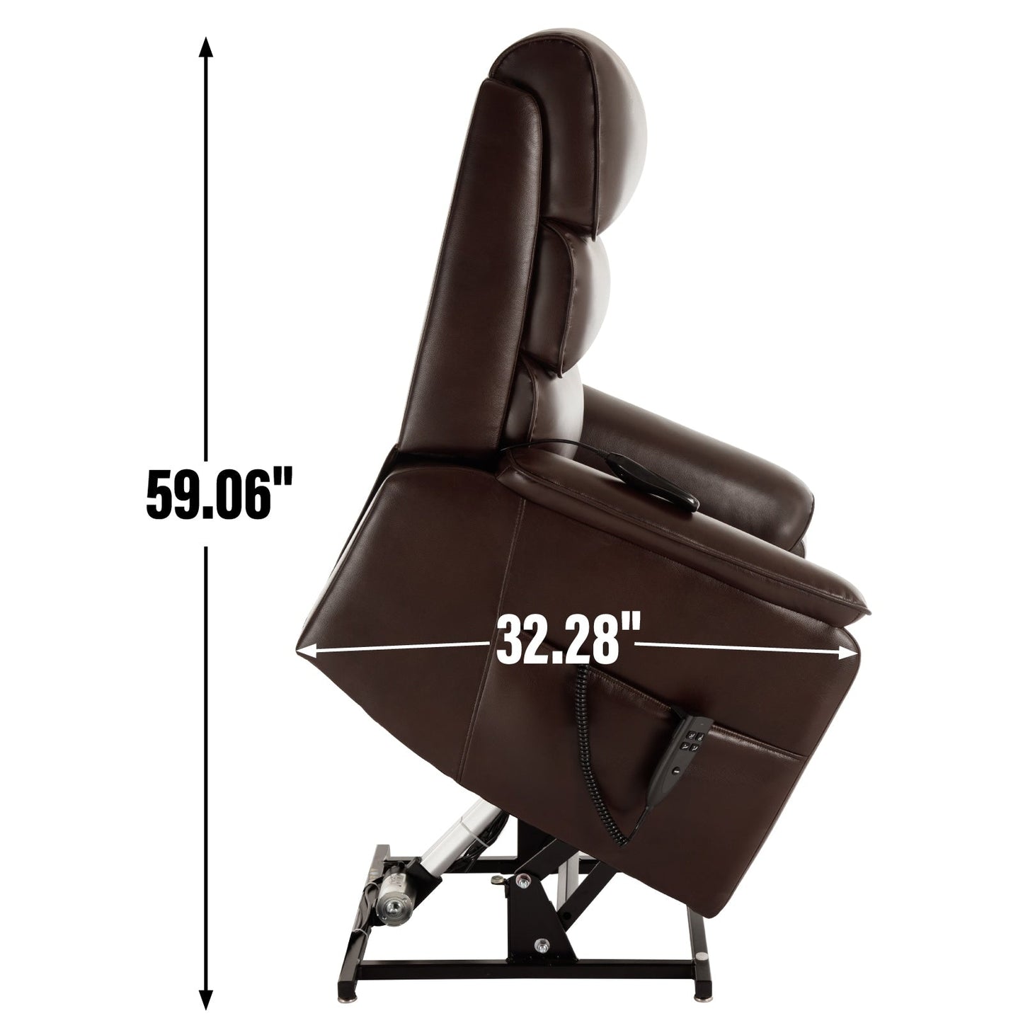 Dual Motor Power Lift Recliner Chair, with Heat & Massage, 350lbs Capacity, Infinite Position, Power-Remote, Side Pockets