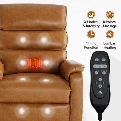 Dual Motor Power Lift Recliner Chair, with Heat & Massage, 350lbs Capacity, Infinite Position, Power-Remote, Side Pockets