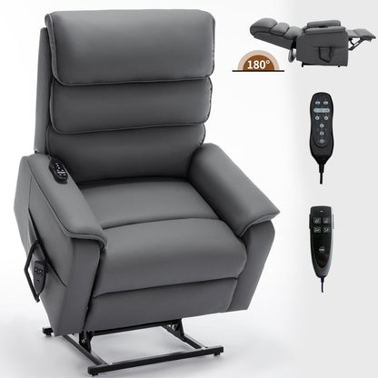 Dual Motor Power Lift Recliner Chair, with Heat & Massage, 350lbs Capacity, Infinite Position, Power-Remote, Side Pockets