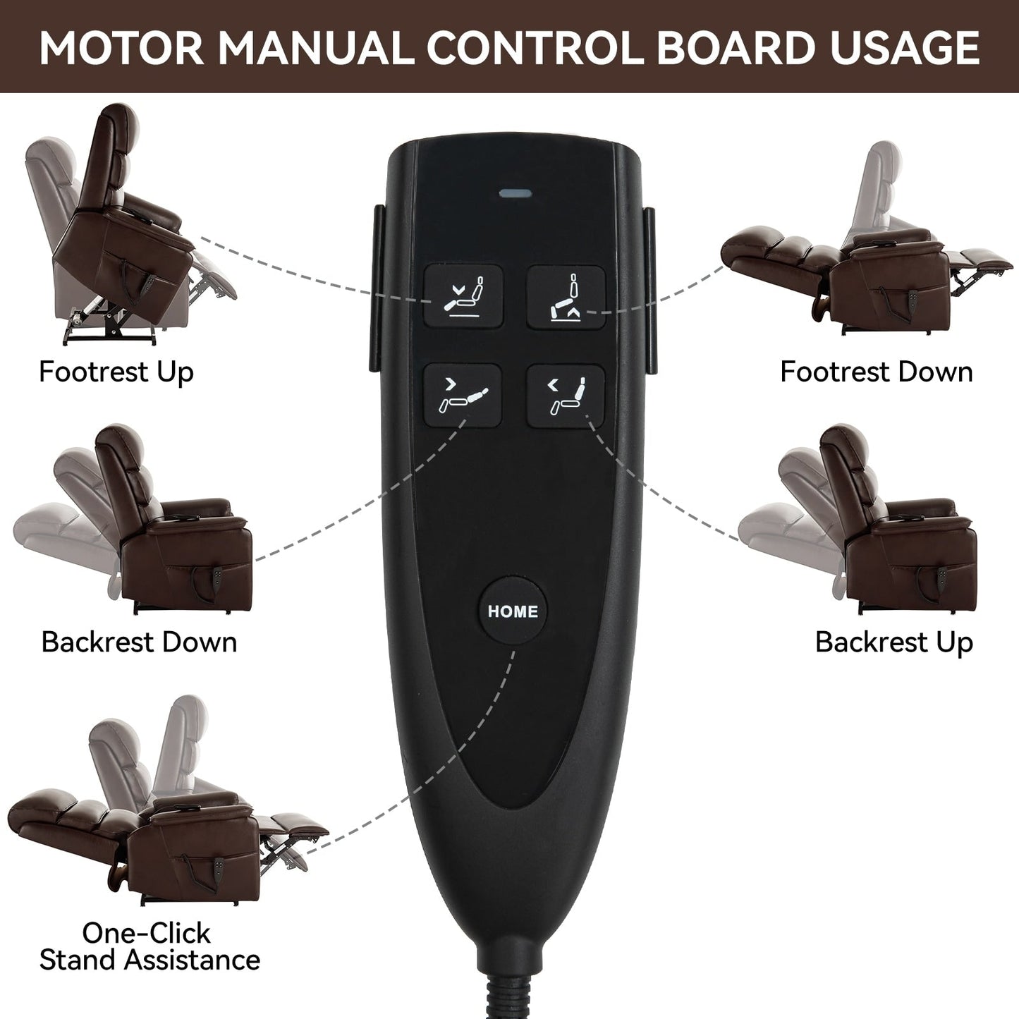 Dual Motor Power Lift Recliner Chair, with Heat & Massage, 350lbs Capacity, Infinite Position, Power-Remote, Side Pockets