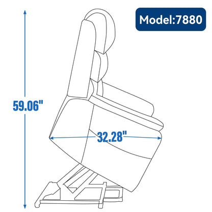 Dual Motor Power Lift Recliner Chair, with Heat & Massage, 350lbs Capacity, Infinite Position, Power-Remote, Side Pockets