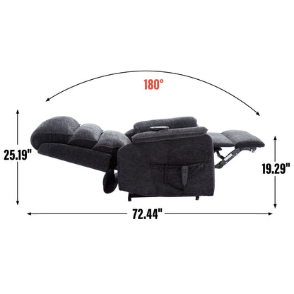 Dual Motor Power Lift Recliner Chair, with Heat & Massage, 350lbs Capacity, Infinite Position, Power-Remote, Side Pockets