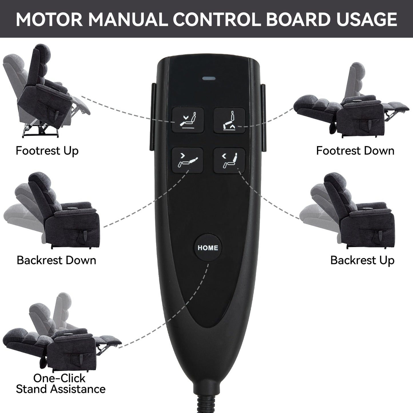 Dual Motor Power Lift Recliner Chair, with Heat & Massage, 350lbs Capacity, Infinite Position, Power-Remote, Side Pockets