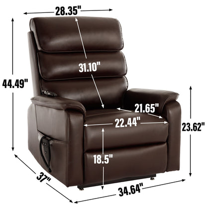 Dual Motor Power Lift Recliner Chair, with Heat & Massage, 350lbs Capacity, Infinite Position, Power-Remote, Side Pockets