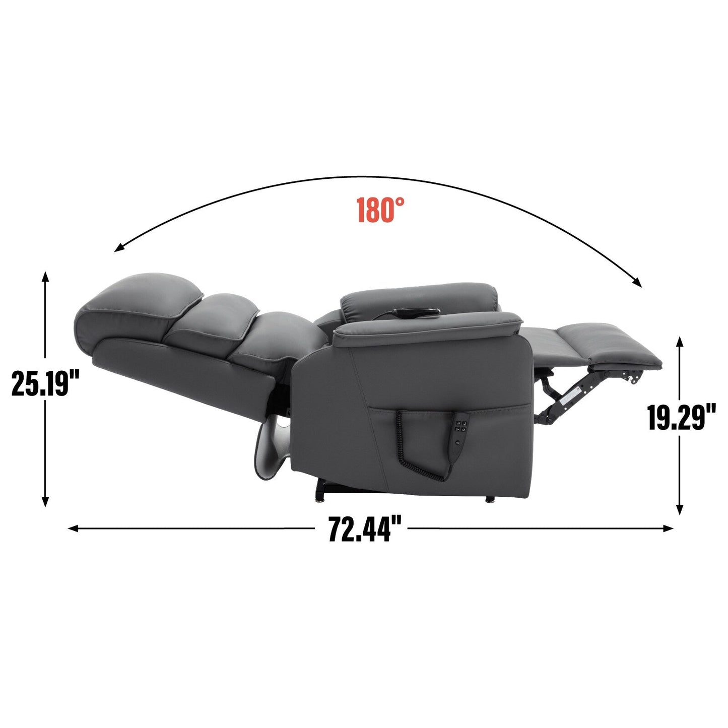 Dual Motor Power Lift Recliner Chair, with Heat & Massage, 350lbs Capacity, Infinite Position, Power-Remote, Side Pockets
