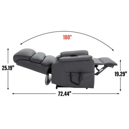 Dual Motor Power Lift Recliner Chair, with Heat & Massage, 350lbs Capacity, Infinite Position, Power-Remote, Side Pockets