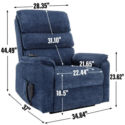 Dual Motor Power Lift Recliner Chair, with Heat & Massage, 350lbs Capacity, Infinite Position, Power-Remote, Side Pockets