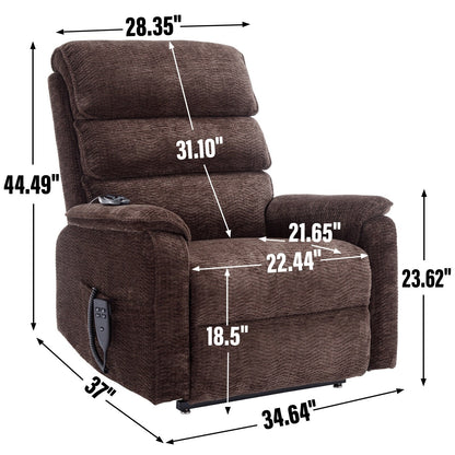 Dual Motor Power Lift Recliner Chair, with Heat & Massage, 350lbs Capacity, Infinite Position, Power-Remote, Side Pockets