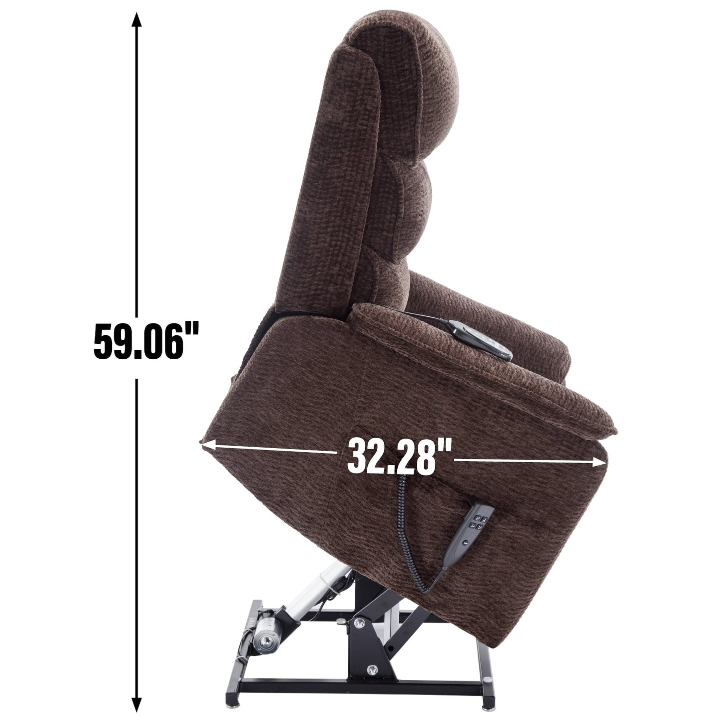 Dual Motor Power Lift Recliner Chair, with Heat & Massage, 350lbs Capacity, Infinite Position, Power-Remote, Side Pockets