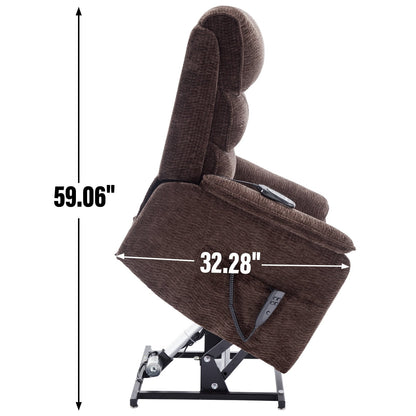 Dual Motor Power Lift Recliner Chair, with Heat & Massage, 350lbs Capacity, Infinite Position, Power-Remote, Side Pockets
