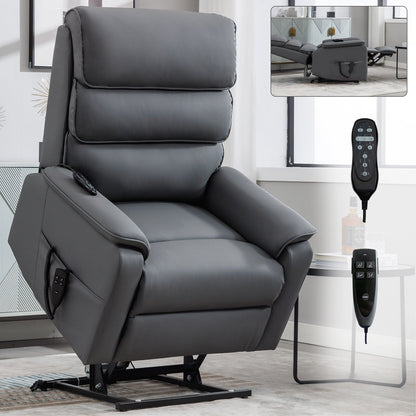 Dual Motor Power Lift Recliner Chair, with Heat & Massage, 350lbs Capacity, Infinite Position, Power-Remote, Side Pockets
