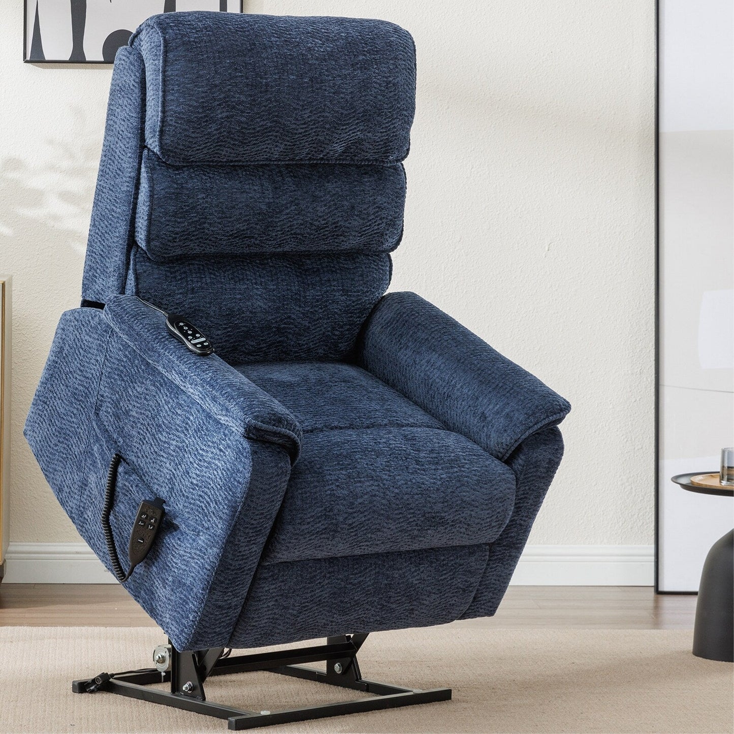 Dual Motor Power Lift Recliner Chair, with Heat & Massage, 350lbs Capacity, Infinite Position, Power-Remote, Side Pockets