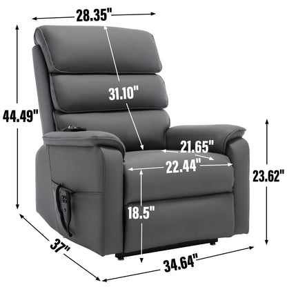 Dual Motor Power Lift Recliner Chair, with Heat & Massage, 350lbs Capacity, Infinite Position, Power-Remote, Side Pockets