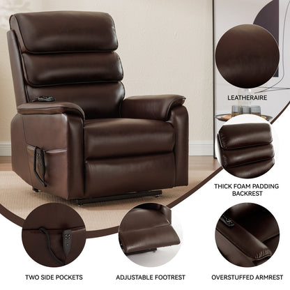 Dual Motor Power Lift Recliner Chair, with Heat & Massage, 350lbs Capacity, Infinite Position, Power-Remote, Side Pockets