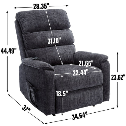 Dual Motor Power Lift Recliner Chair, with Heat & Massage, 350lbs Capacity, Infinite Position, Power-Remote, Side Pockets