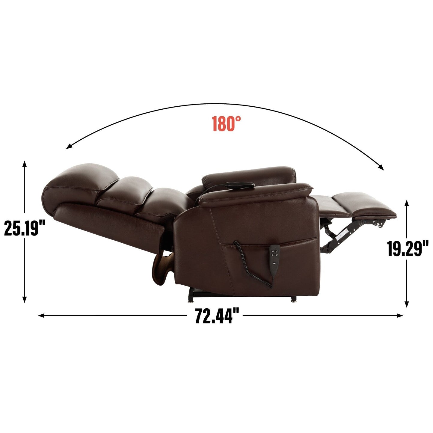 Dual Motor Power Lift Recliner Chair, with Heat & Massage, 350lbs Capacity, Infinite Position, Power-Remote, Side Pockets