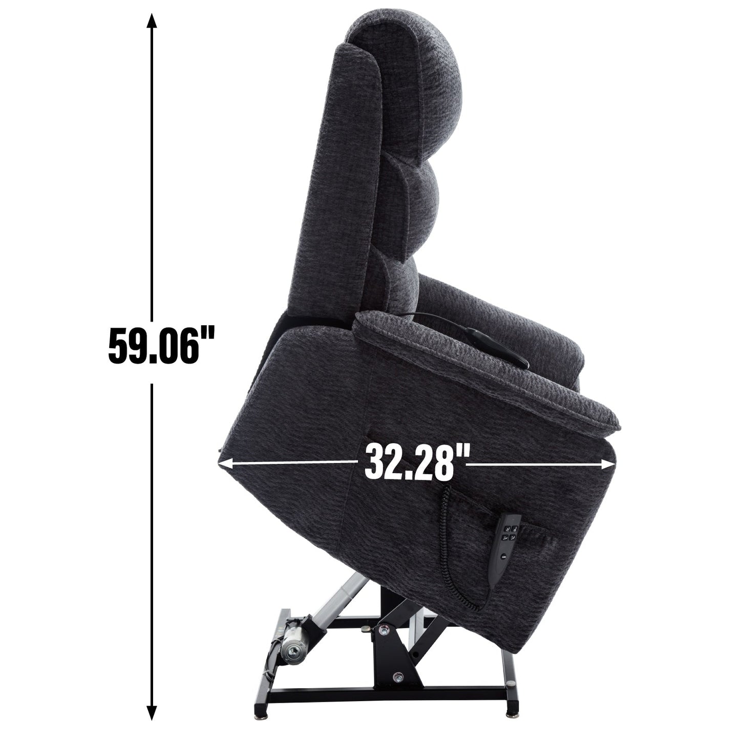 Dual Motor Power Lift Recliner Chair, with Heat & Massage, 350lbs Capacity, Infinite Position, Power-Remote, Side Pockets