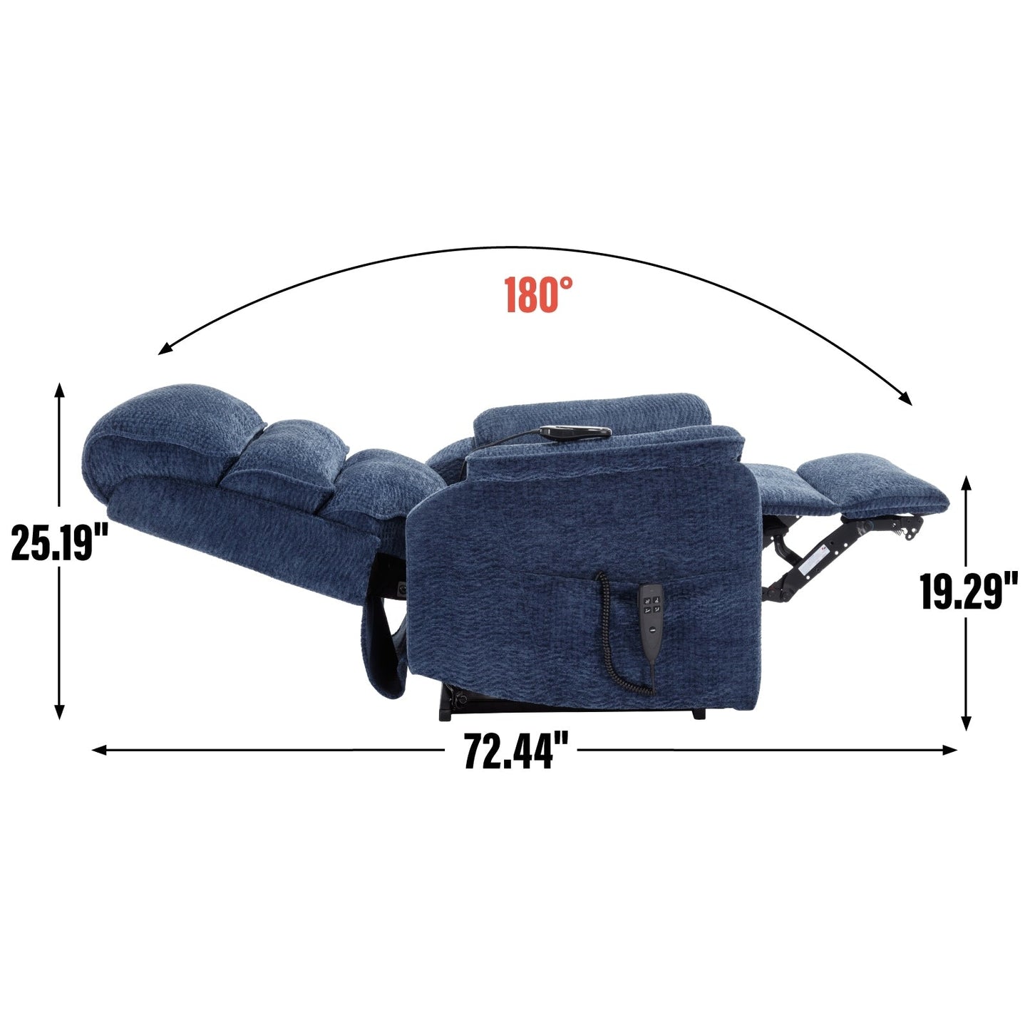 Dual Motor Power Lift Recliner Chair, with Heat & Massage, 350lbs Capacity, Infinite Position, Power-Remote, Side Pockets