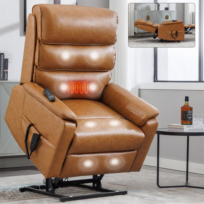 Dual Motor Power Lift Recliner Chair, with Heat & Massage, 350lbs Capacity, Infinite Position, Power-Remote, Side Pockets