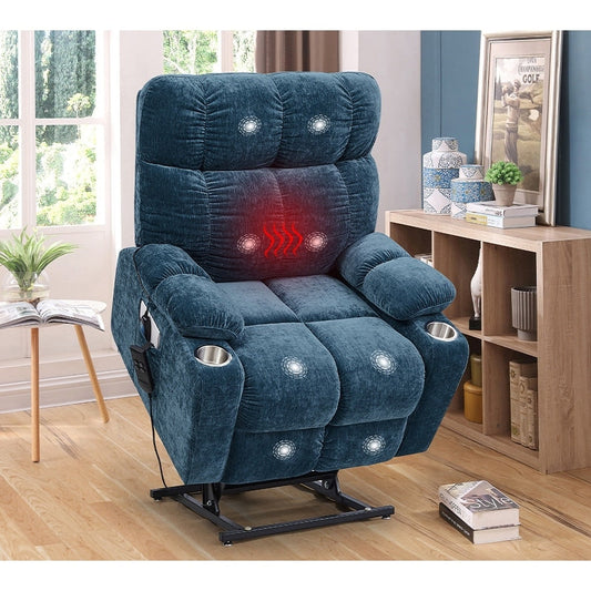 Dual OKIN Motor Power Lift Recliner Chair for Elderly, Infinite 105°-180° Recline, Heat & Massage with 8 Vibrating Points