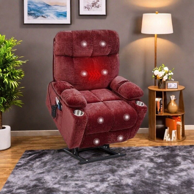 Dual OKIN Motor Power Lift Recliner Chair for Elderly, Infinite 105°-180° Recline, Heat & Massage with 8 Vibrating Points