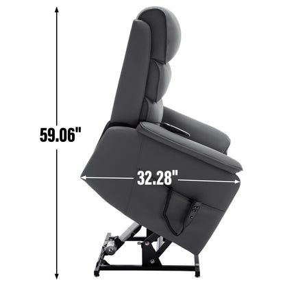 Dual?Motor Power Lift Recliner Chair with Massage & Cat?Proof Leather