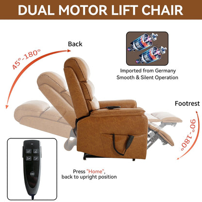 Dual?Motor Power Lift Recliner Chair with Massage & Cat?Proof Leather
