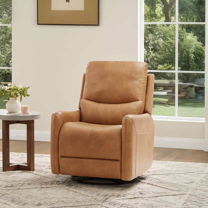 Dublin 30 Swivel Power Recliner Arm Chair Saddle Brown Faux Leather
