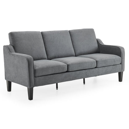 EROMMY Modern 3-Seater Fabric Sofa Couch, Ergonomic Living Room Couch with Washable Cushions and Solid Wood Legs, Gray or Beige