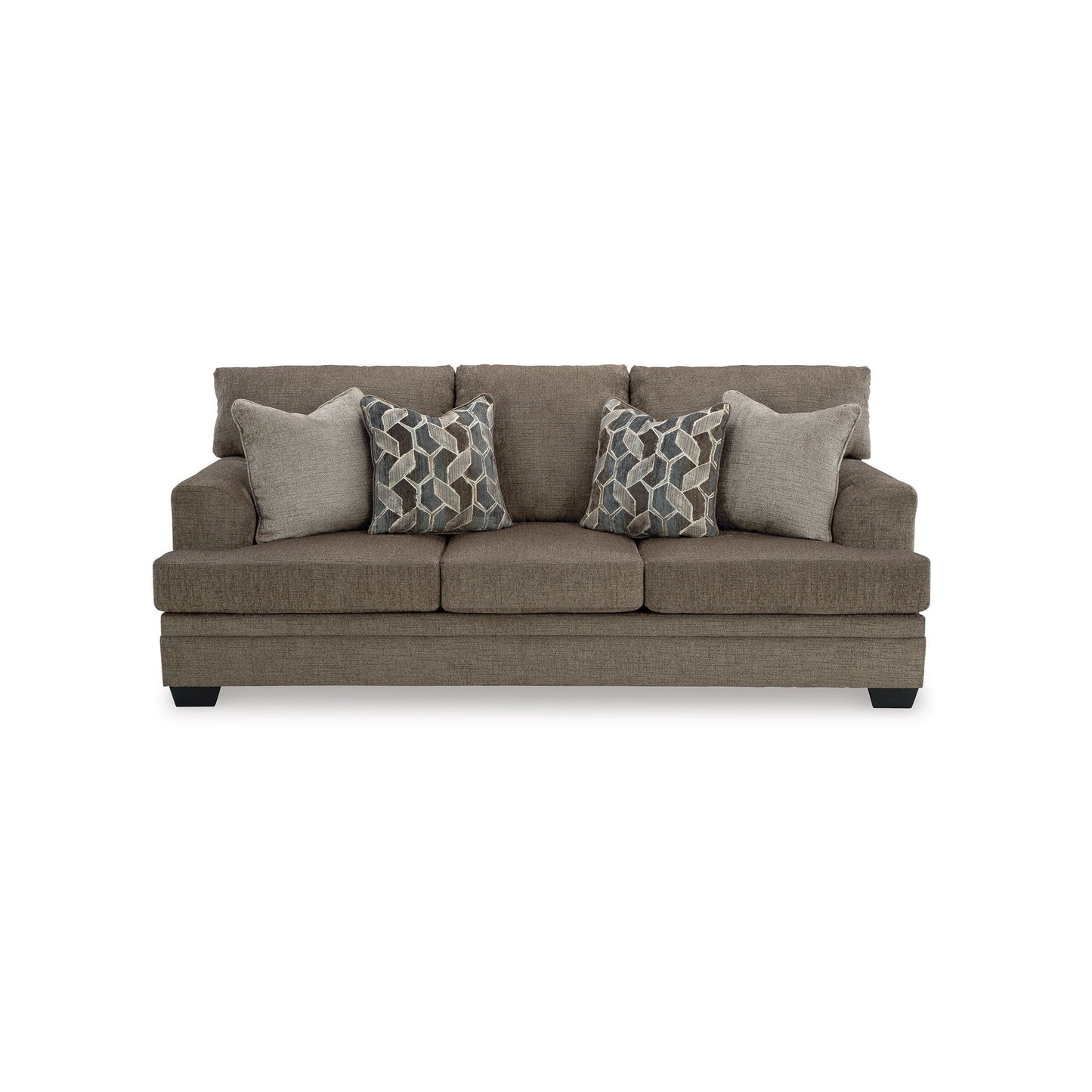 Ead Queen Size Sofa Sleeper, 4 Accent Pillows, Nutmeg Brown Polyester